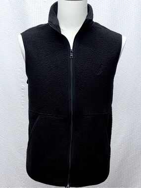 Nautica Faux Shearling Vest Men’s S Black Heat Retention Full Zip NWT
